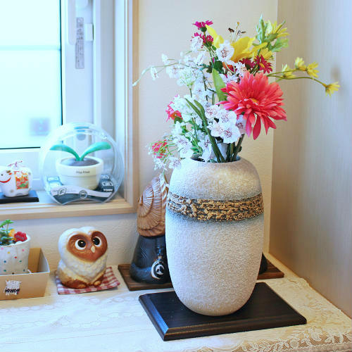 楽天市場】信楽焼 花瓶 青 斑点 なつめ 7号 陶器 おしゃれ 花入 北欧