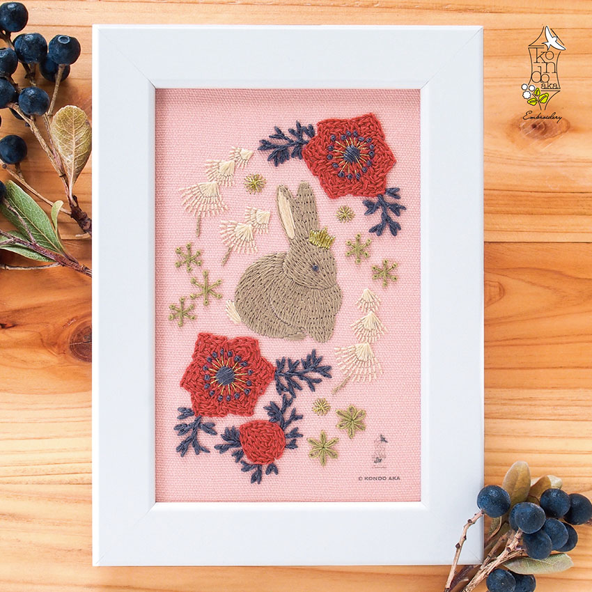 楽天市場】近藤朱さんの刺繍額キット 文鳥とミモザ 白文鳥 | こんどう