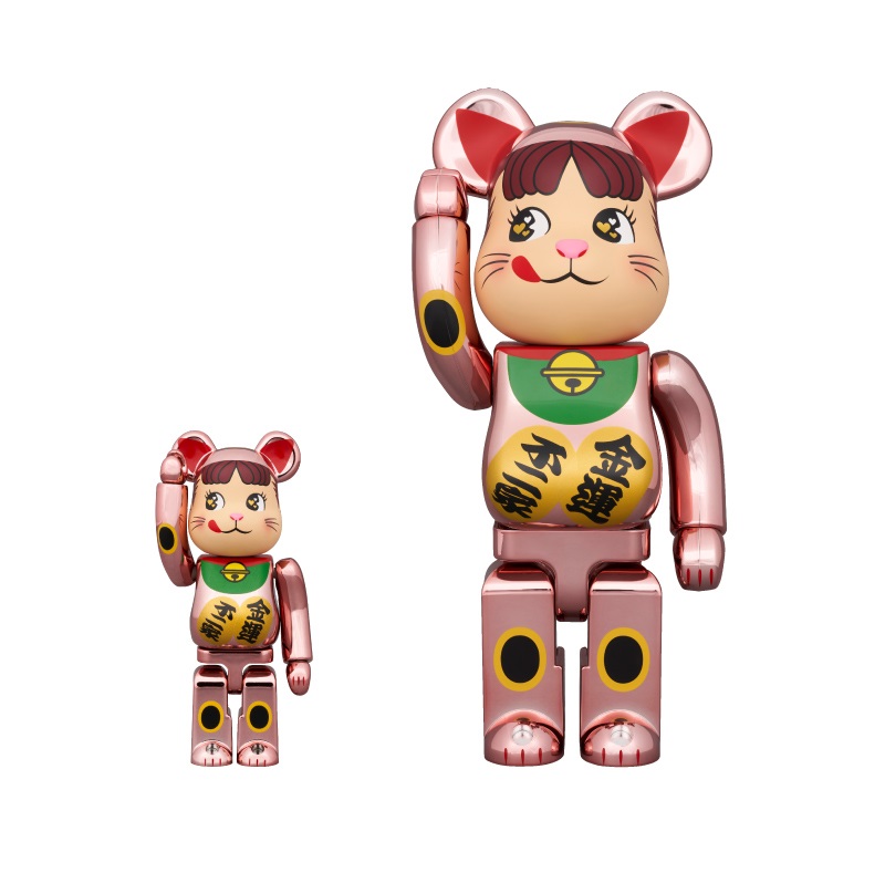 楽天市場】BE@RBRICK 招き猫 ペコちゃん 白メッキ 蓄光ミルキー入り