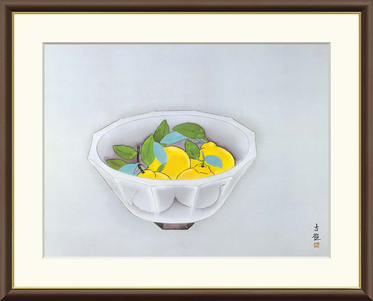 楽天市場】横山大観 柿 日本画 ブラックガラスフレーム 黒額 巨匠 色紙