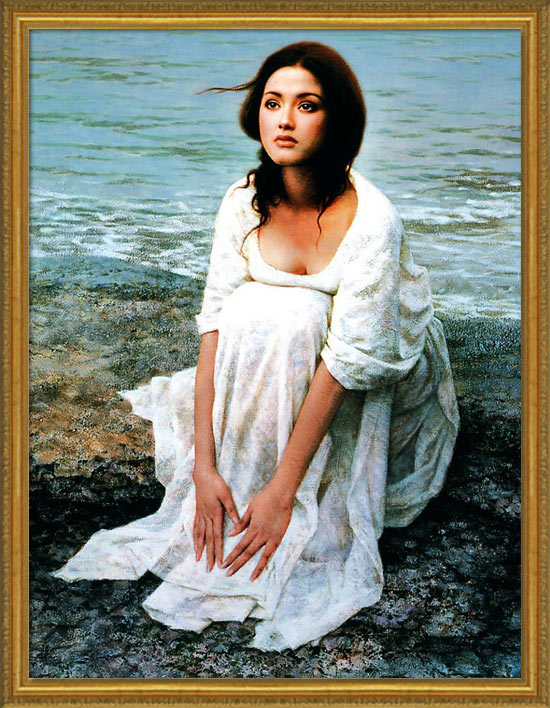 油絵 菅家令子 絵 絵画 インテリア F3-010511 女性(夢見る夢子さん