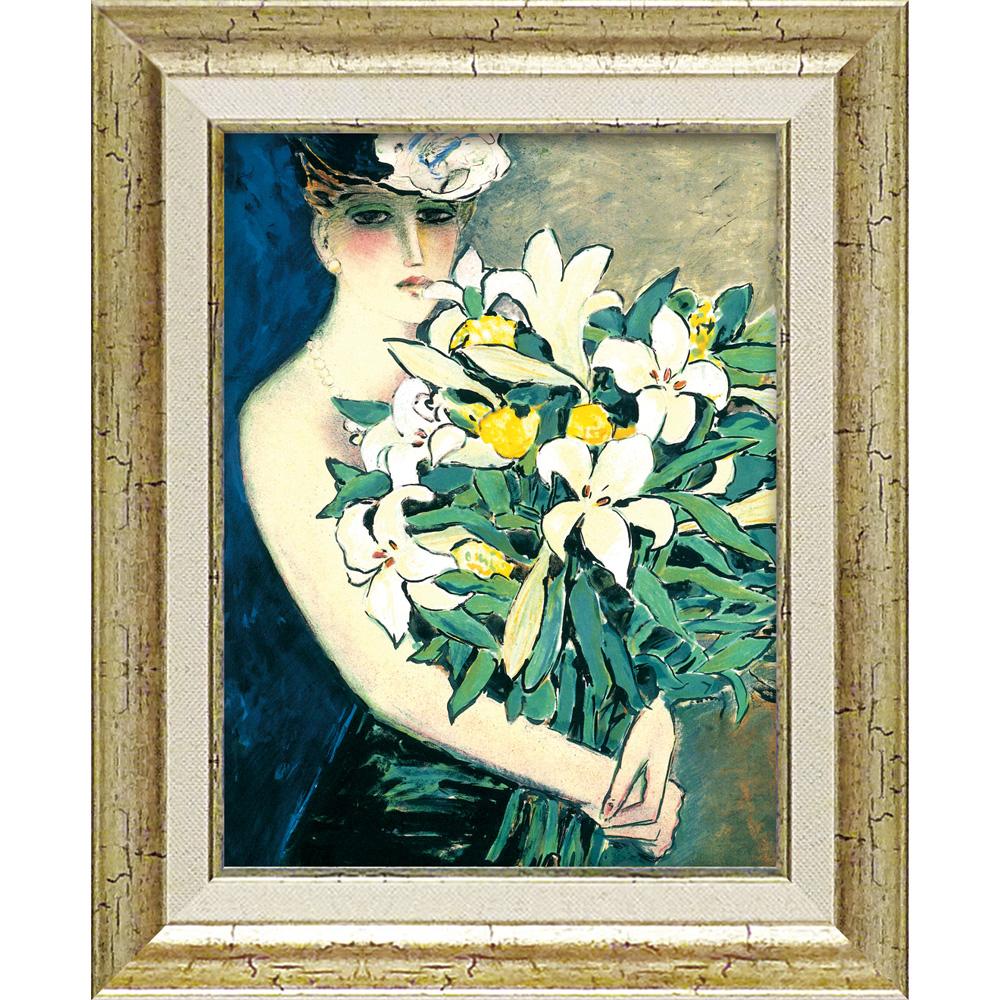 油絵 菅家令子 絵 絵画 インテリア 額付(白) F6-030314 人物 女性 油絵