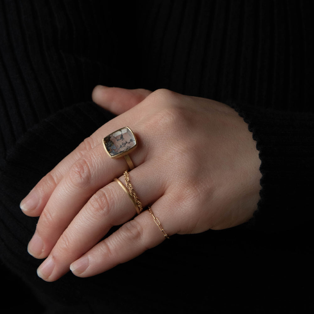 K18YG 太め スクリュー チェーン ピンキーリング | ロッソエブルー