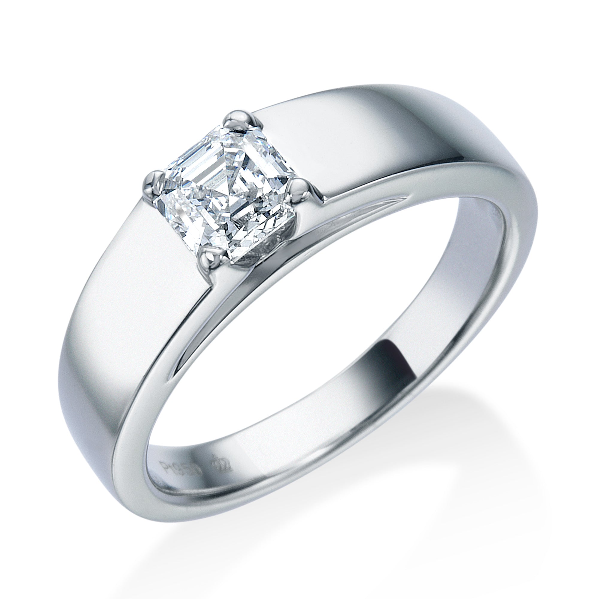 ロイヤル・アッシャー・カット プラチナ ダイヤモンドリング AC030