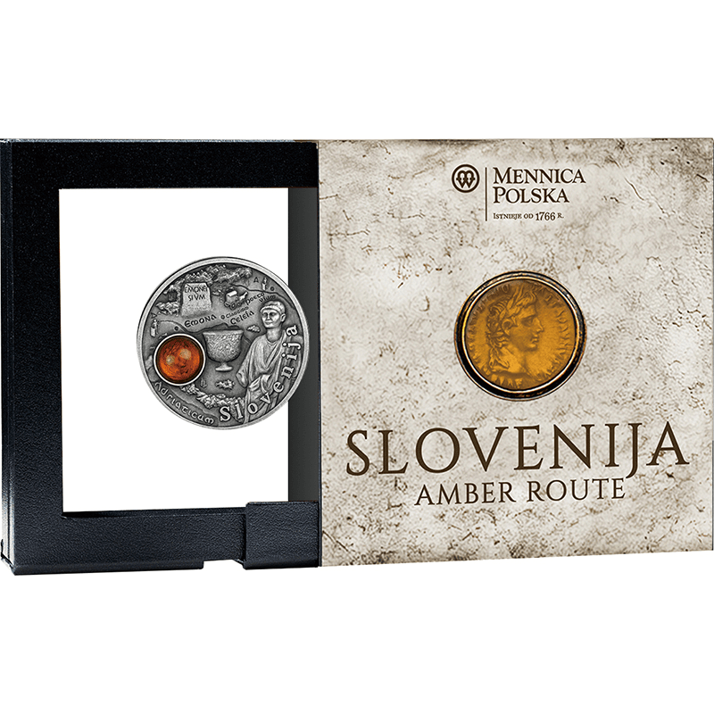 ニウエ 2025年 琥珀の道 スロベニア 1ドル銀貨琥珀付 アンティーク