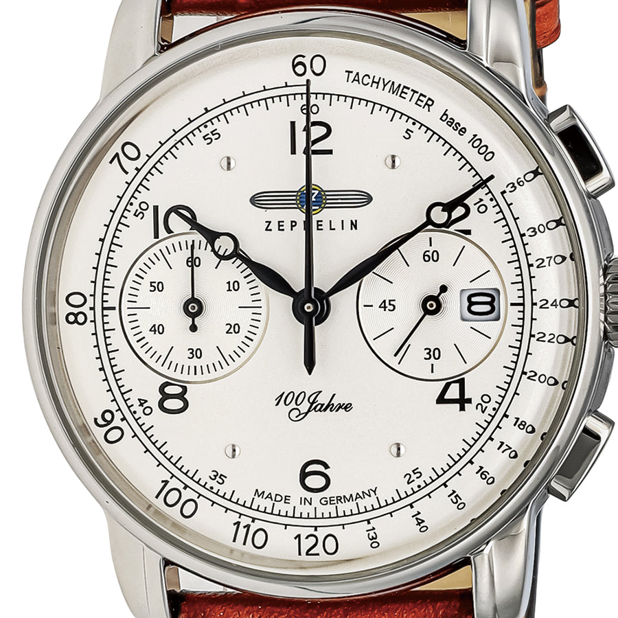 ツェッペリン 100周年記念 8676-1 メンズ クオーツ クロノグラフ 革