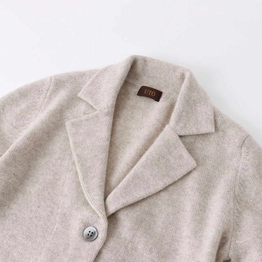 日本製】カシミヤ100% テーラード ニット ジャケット レディース