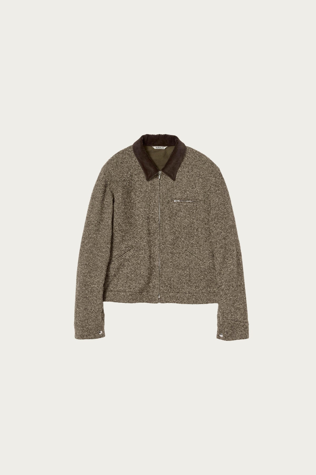 Auralee Homespun Tweed Zip Blouson | Brown | Canoe Club