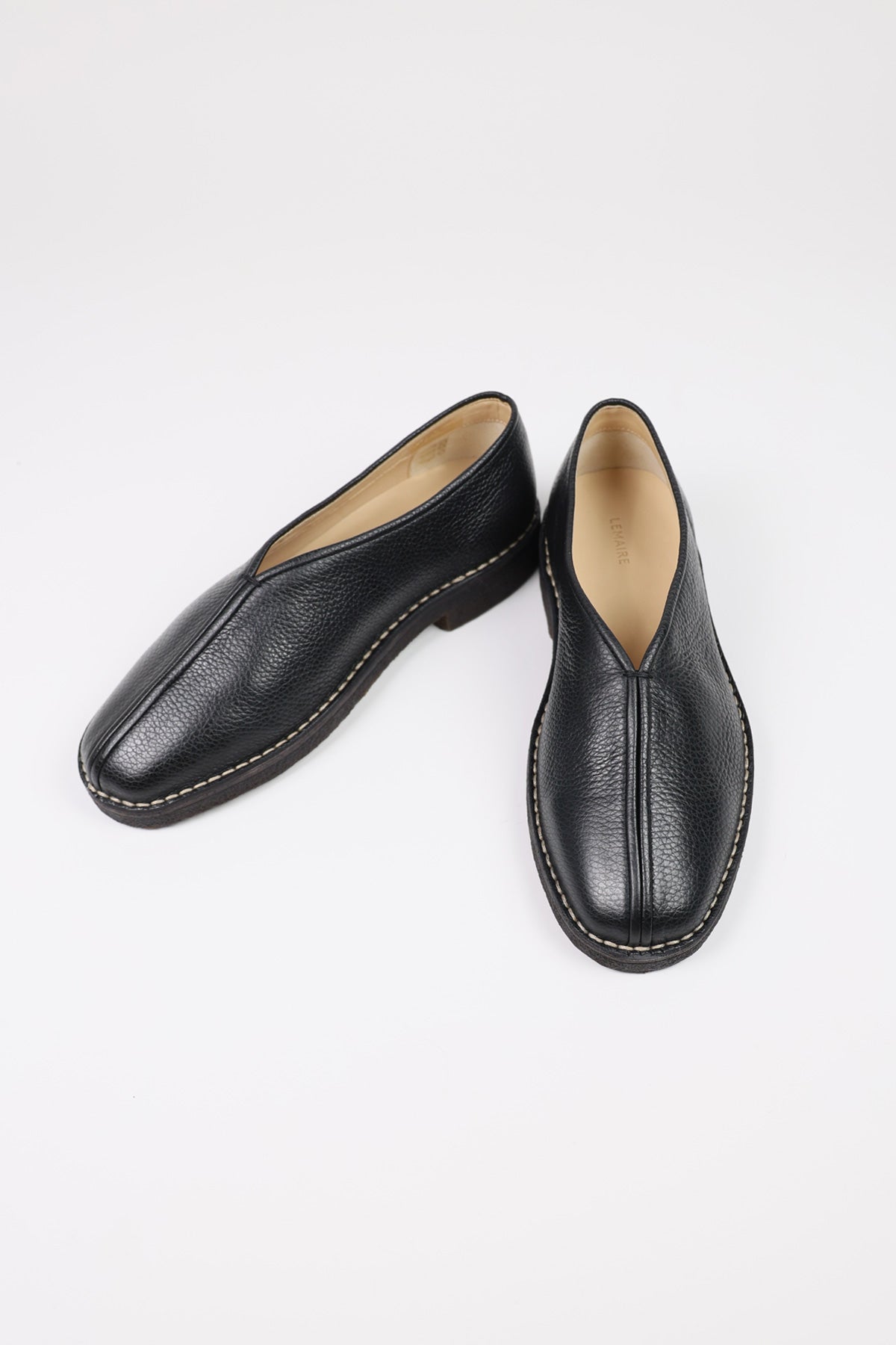 Lemaire Piped Crepe Slippers | Black | Canoe Club