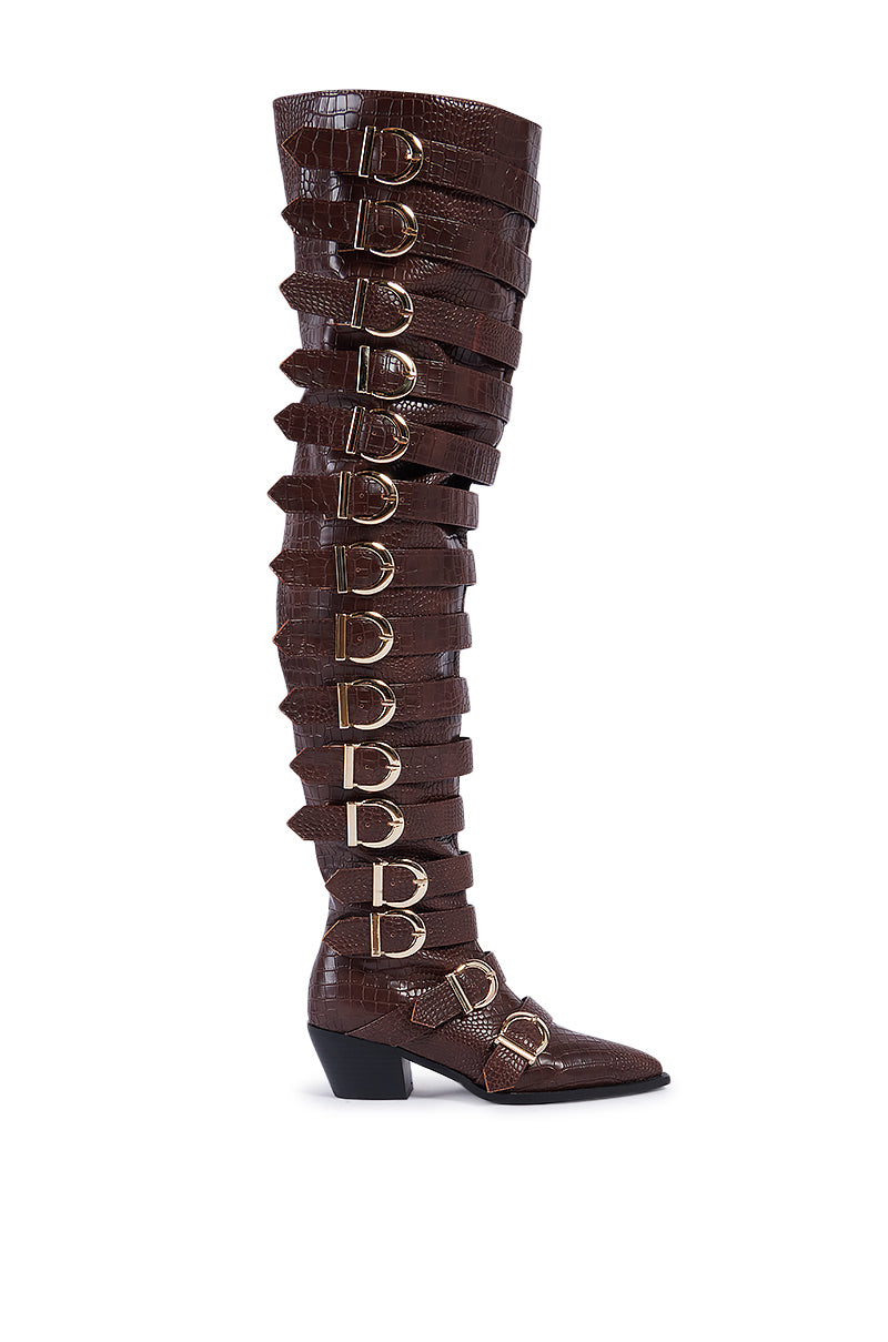 AZALEA WANG BRAULIA BROWN CROC WESTERN BOOT – AKIRA