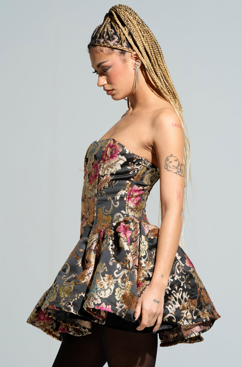 PURE ROYALTY BROCADE MINI DRESS – AKIRA