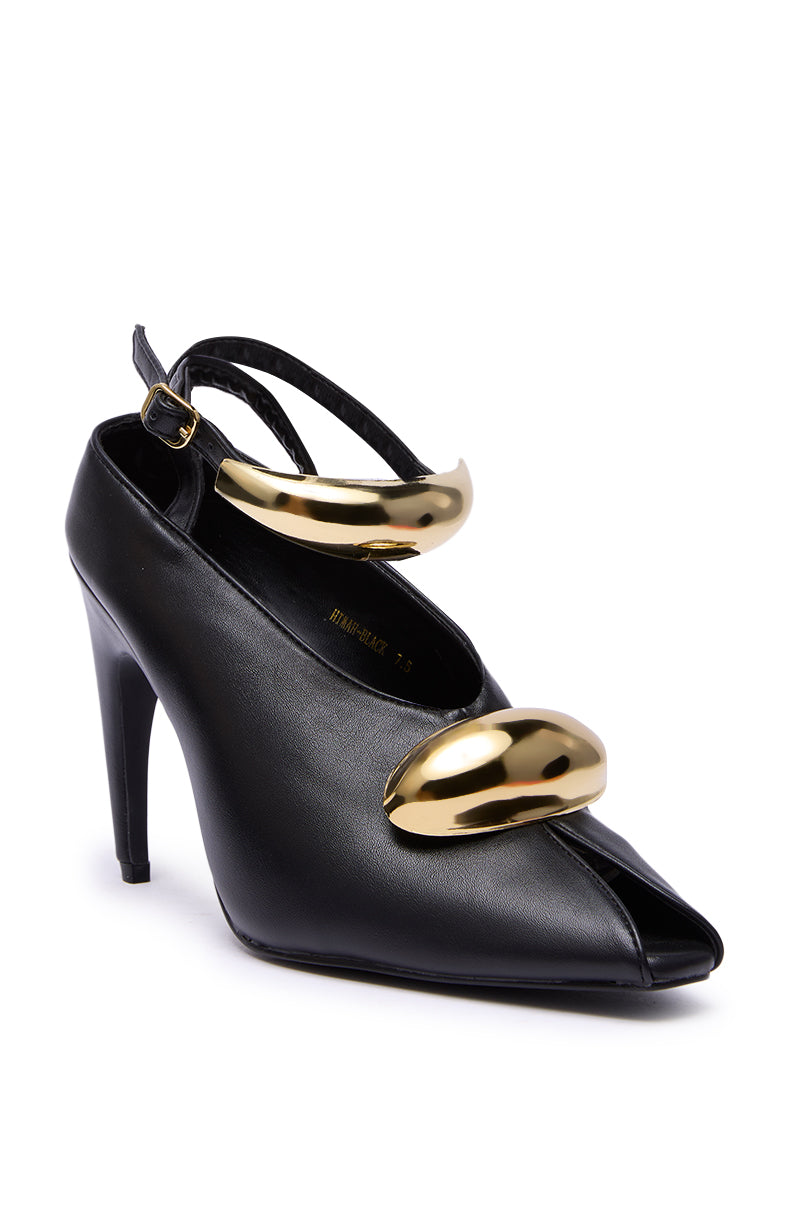 AZALEA WANG HIMAH BLACK OPEN TOE PUMP – AKIRA