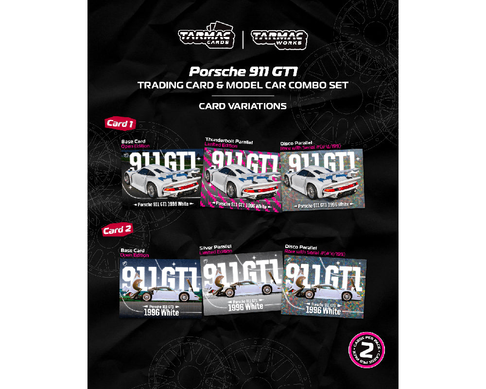Tarmac Works 1:64 Porsche 911 GT1 w/ Trading Card – White