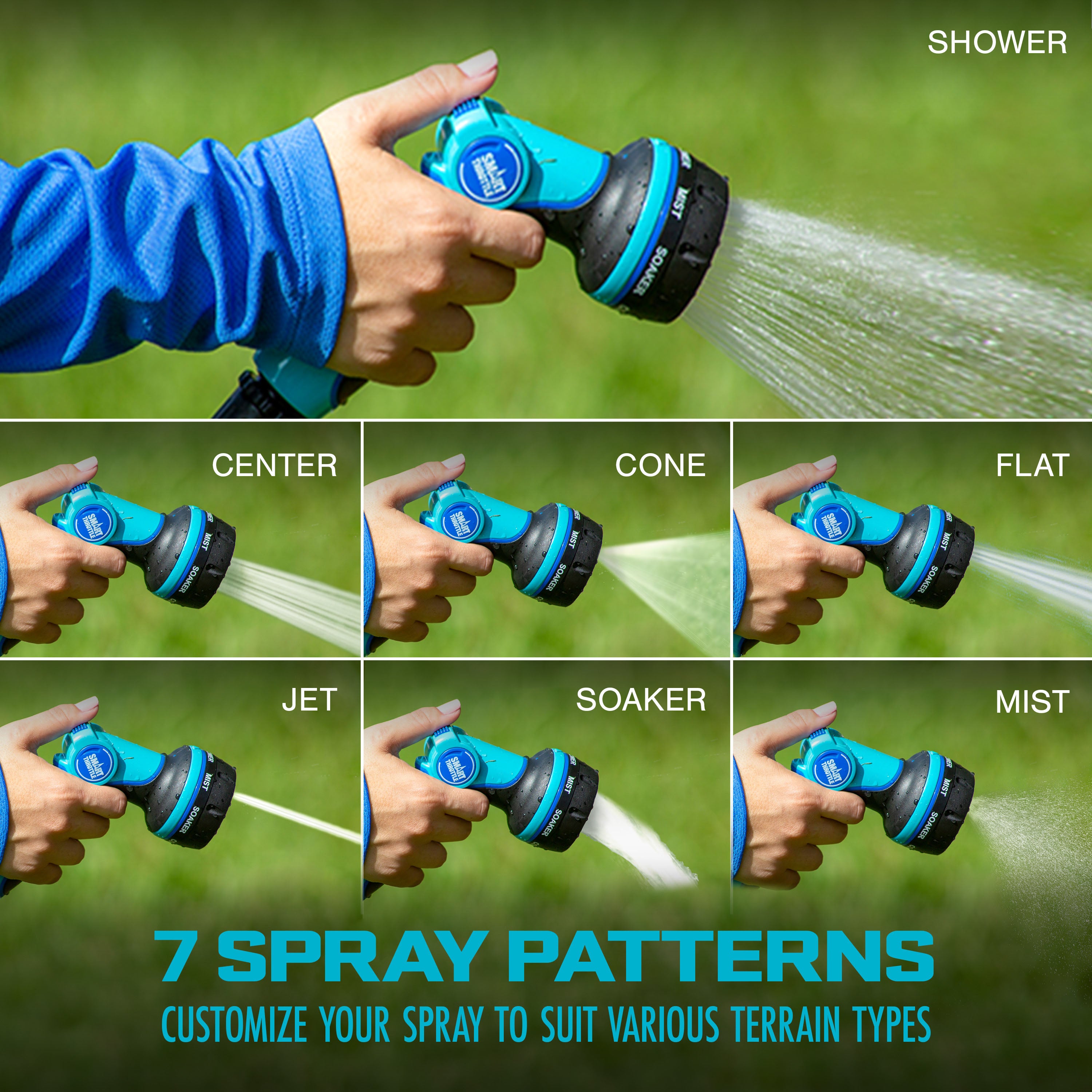 Aqua Joe Heavy Duty Metal Adjustable Hose Nozzle w/ Smart Throttle