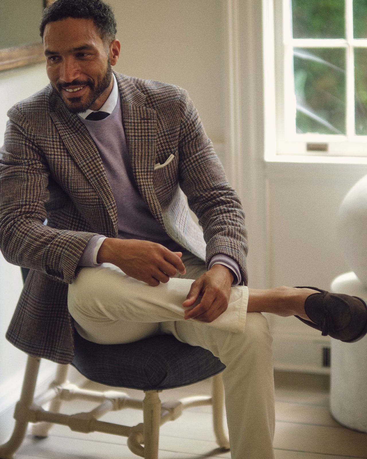 Virgil No. 3 Jacket in Bone/Brown/Lavender Glen Plaid Tweed | Shop