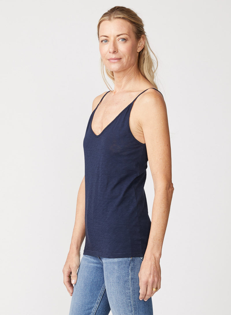 Supima Slub V-Neck Cami in New Navy – shopstateside.us