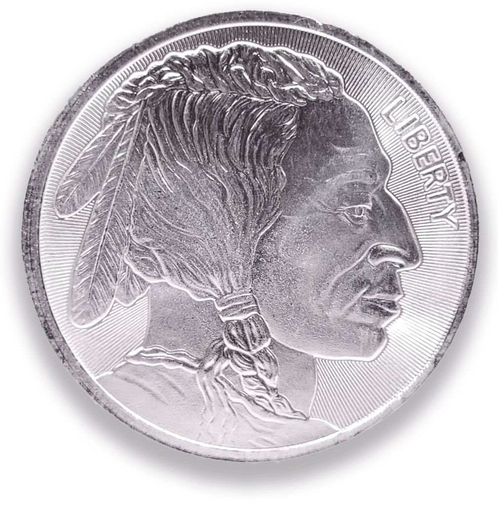 1 oz. Fine Silver Round (.999 Pure Bullion, Indian & Buffalo