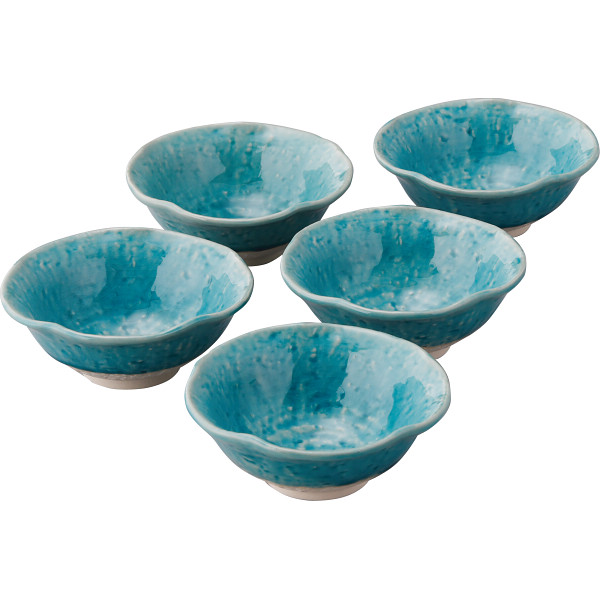 瀬戸焼 ブルー貫入花型鉢5個セット | シャディギフトモール