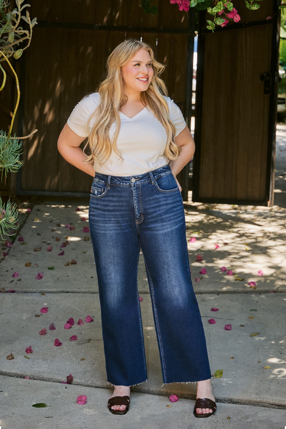 Monroe Tummy Control High Rise Wide Leg Plus Jeans - Shanty Boutique