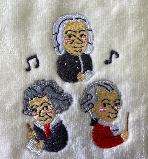 音楽関連グッズ | CT－12 タオルハンカチ 作曲家たち（ナチュラル