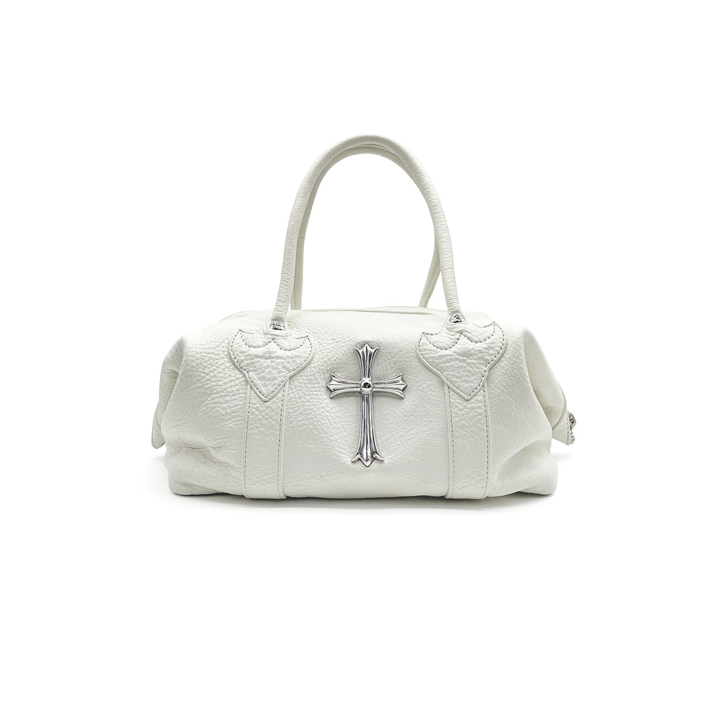 Chrome Hearts White Leather Monica Bag & Silver Cross Logo