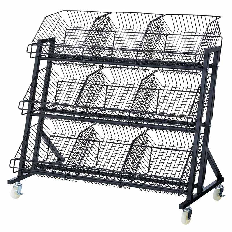 ストア・エキスプレス 傾斜ジャンブルバスケット W90cm 3段 ブラック