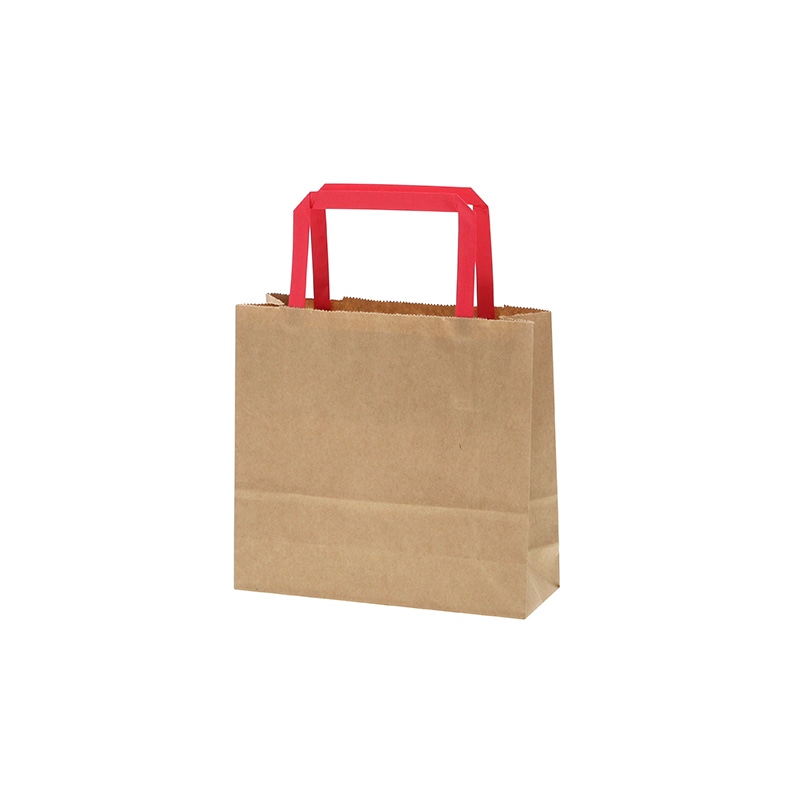 HEIKO 紙袋 H25チャームバッグ 18-2(平手) 未晒無地 赤紐 50枚/袋