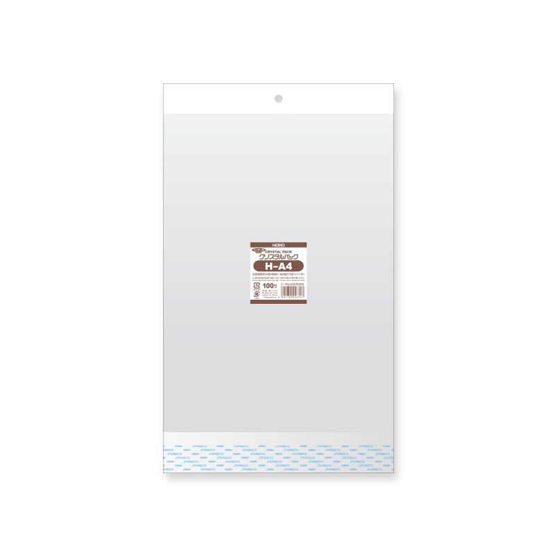 HEIKO OPP袋 クリスタルパック H-A4 (ヘッダー付き) 100枚/袋