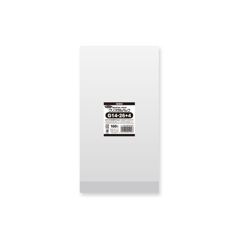 HEIKO OPP袋 クリスタルパック G12-18+4 (ガゼットタイプ) 100枚/袋