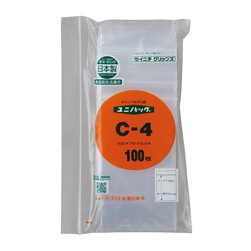 生産日本社 セイニチ チャック付きポリ袋 ユニパック B-4 100枚/袋