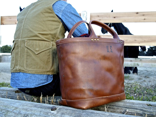 ミリタリートート/革トートバッグ/イタリア革/丈夫なバッグ