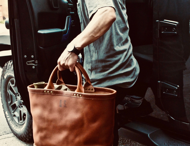 ミリタリートート/革トートバッグ/イタリア革/丈夫なバッグ