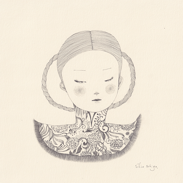 越後しの 鉛筆画作品