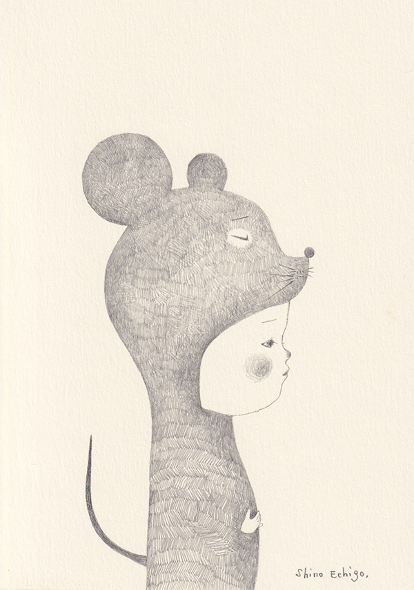 越後しの 鉛筆画作品