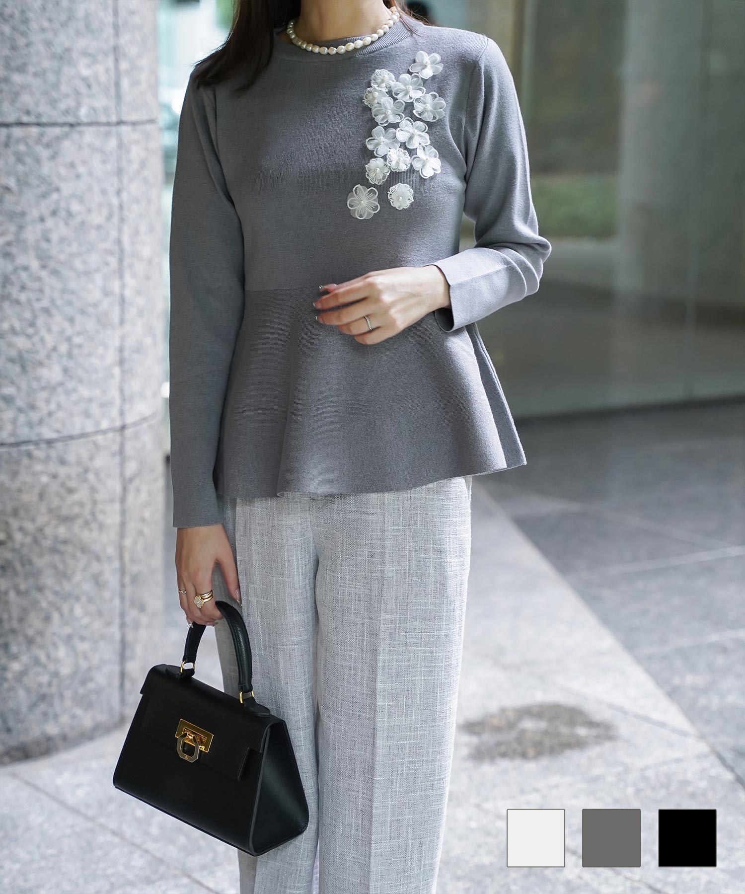 フラワーモチーフ ニット トップス HUIT 全3色｜hit441-0189【4