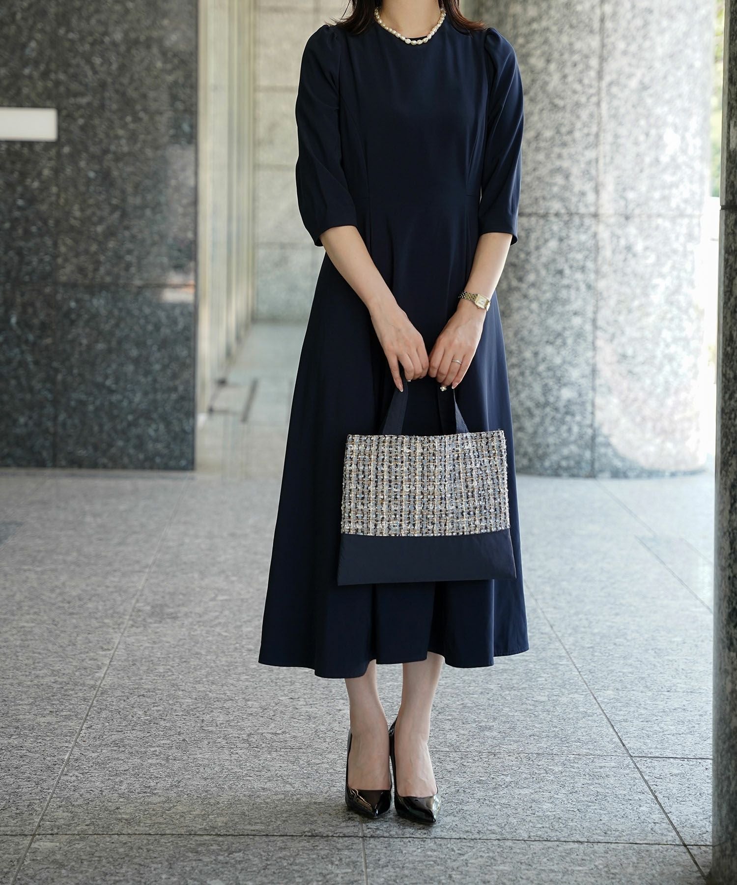 SPRING-SALE ツイード 切り替え サブバッグ HUIT 全2色｜hit932-0298