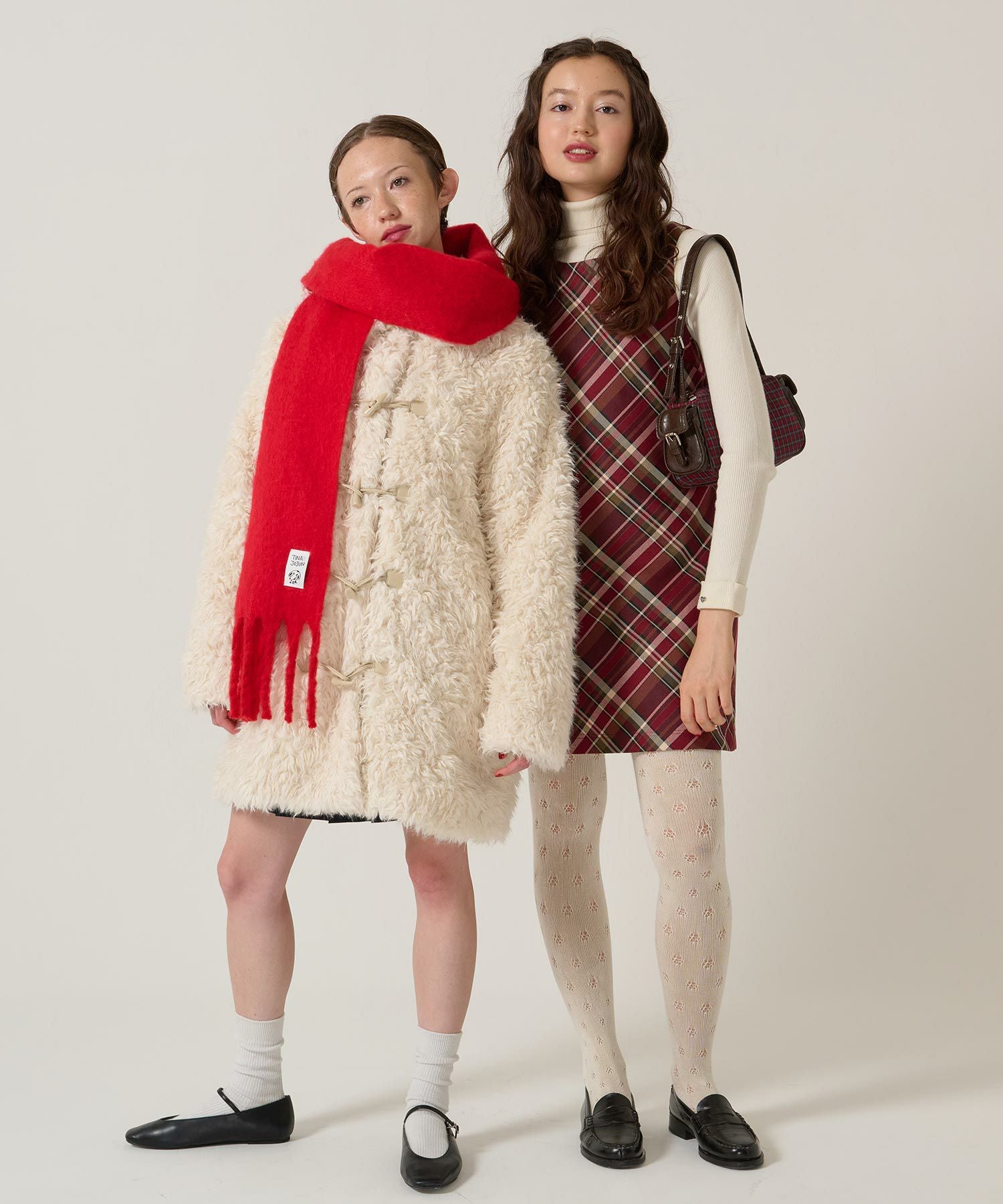 バイアスチェック柄 ノースリーブワンピース TINA：JOJUN 全2色