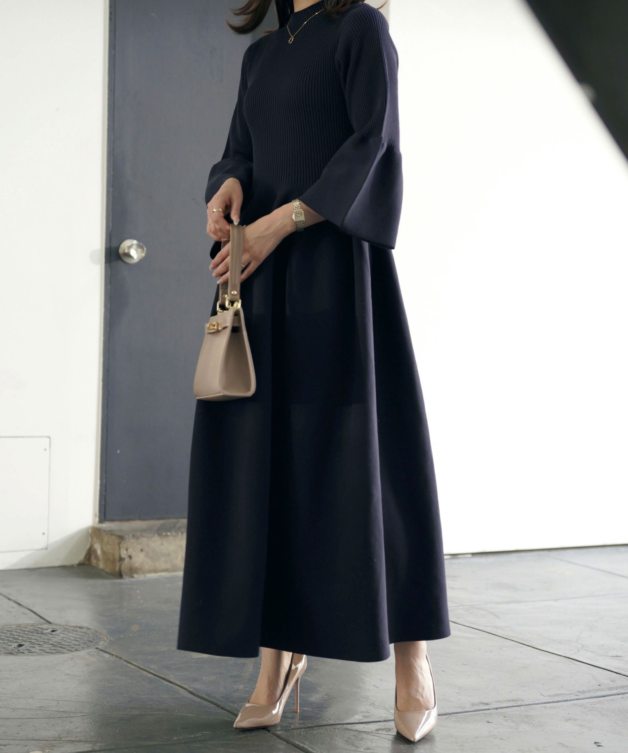 ホールガーメント ニット ロング ワンピース HUIT 全6色｜hit331-0003