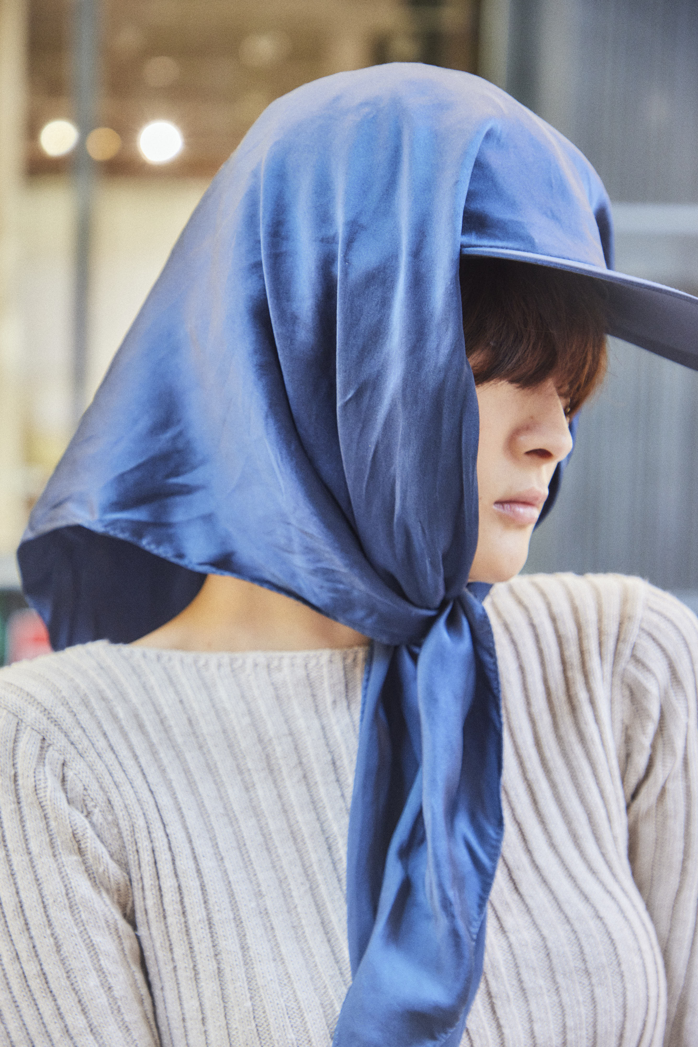 SILK SCARF CAP/ NAVY – SHISHIKUI