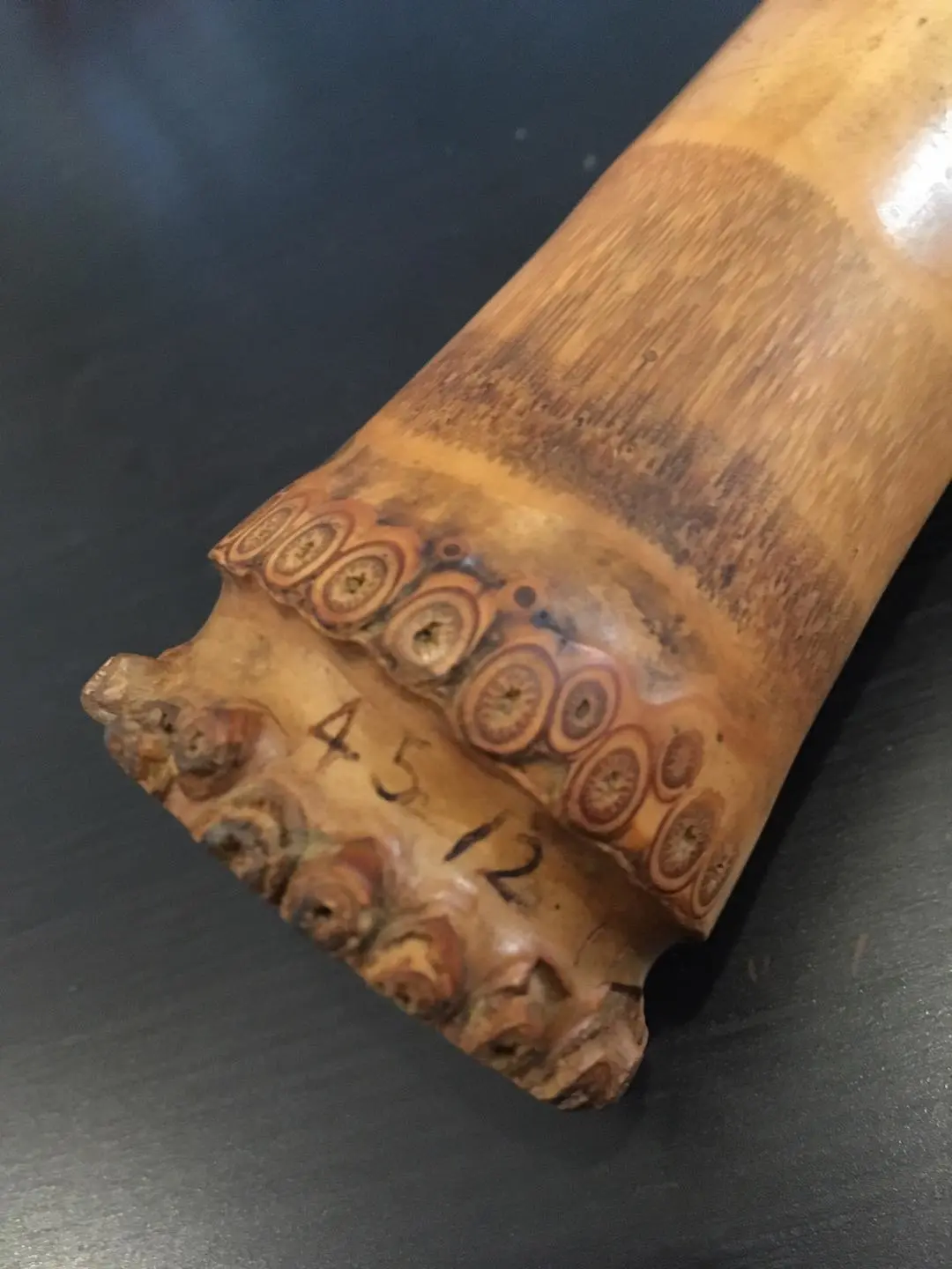 中古尺八如童铭二尺一寸正寸管琴古流大师田中如童作品，筒音接近c4