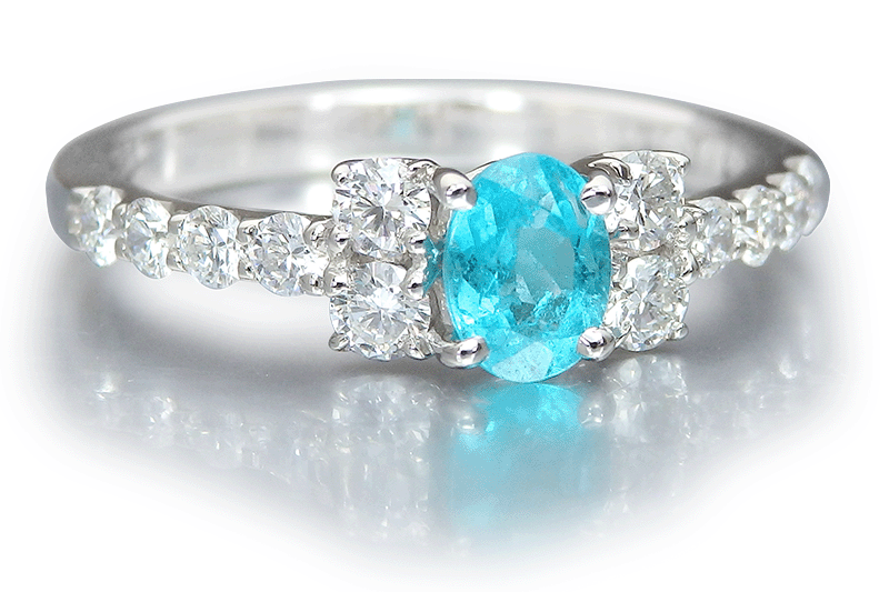 パライバトルマリン 指輪 プラチナ リング 0.400ct 中央宝石研究所鑑別