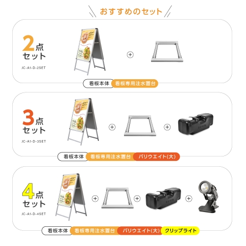 看板通販サインキングダム / A型スタンド看板 風対策セット A1 両面