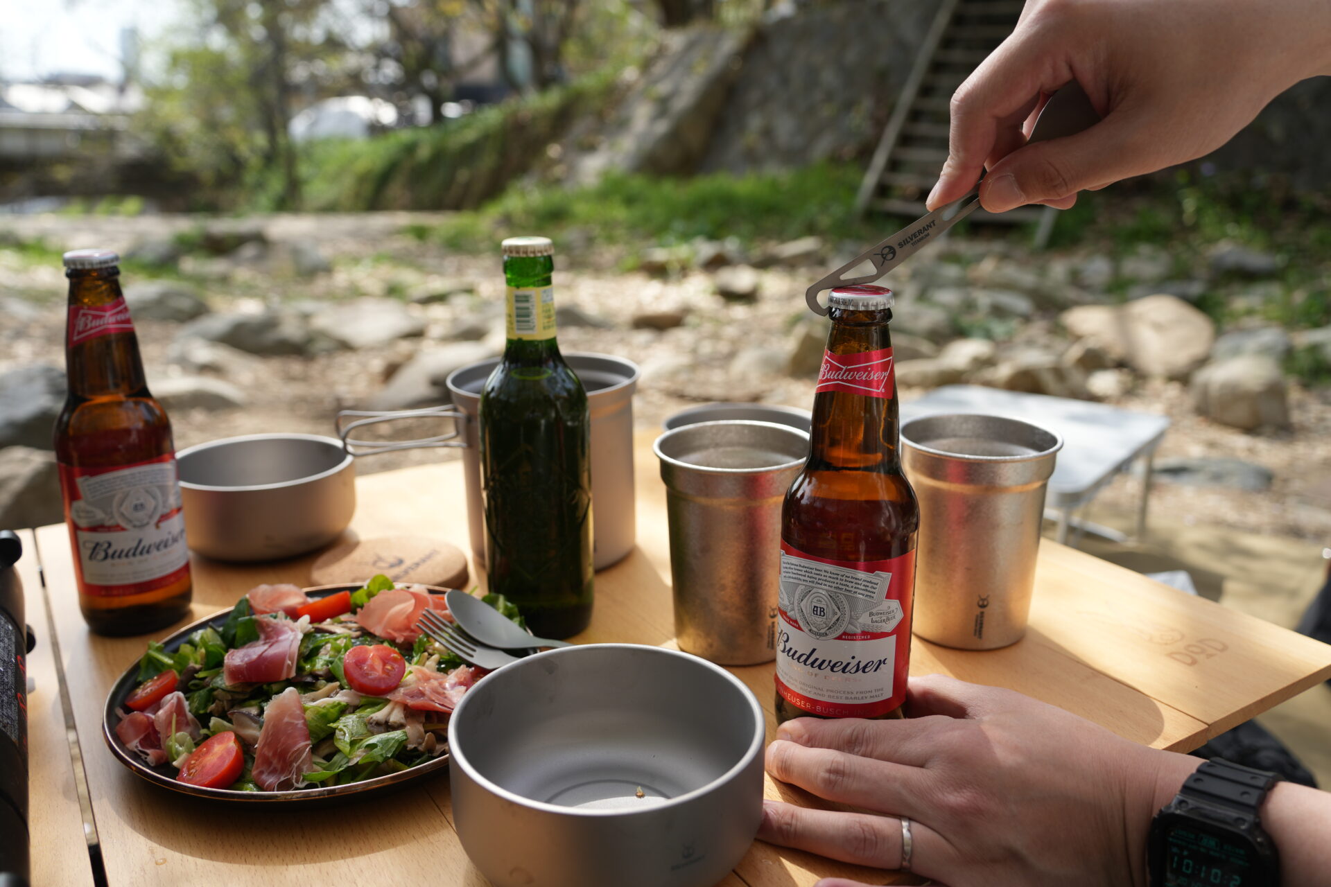 シルバーアント 純チタン ボトルオープナー付き先割れスプーン