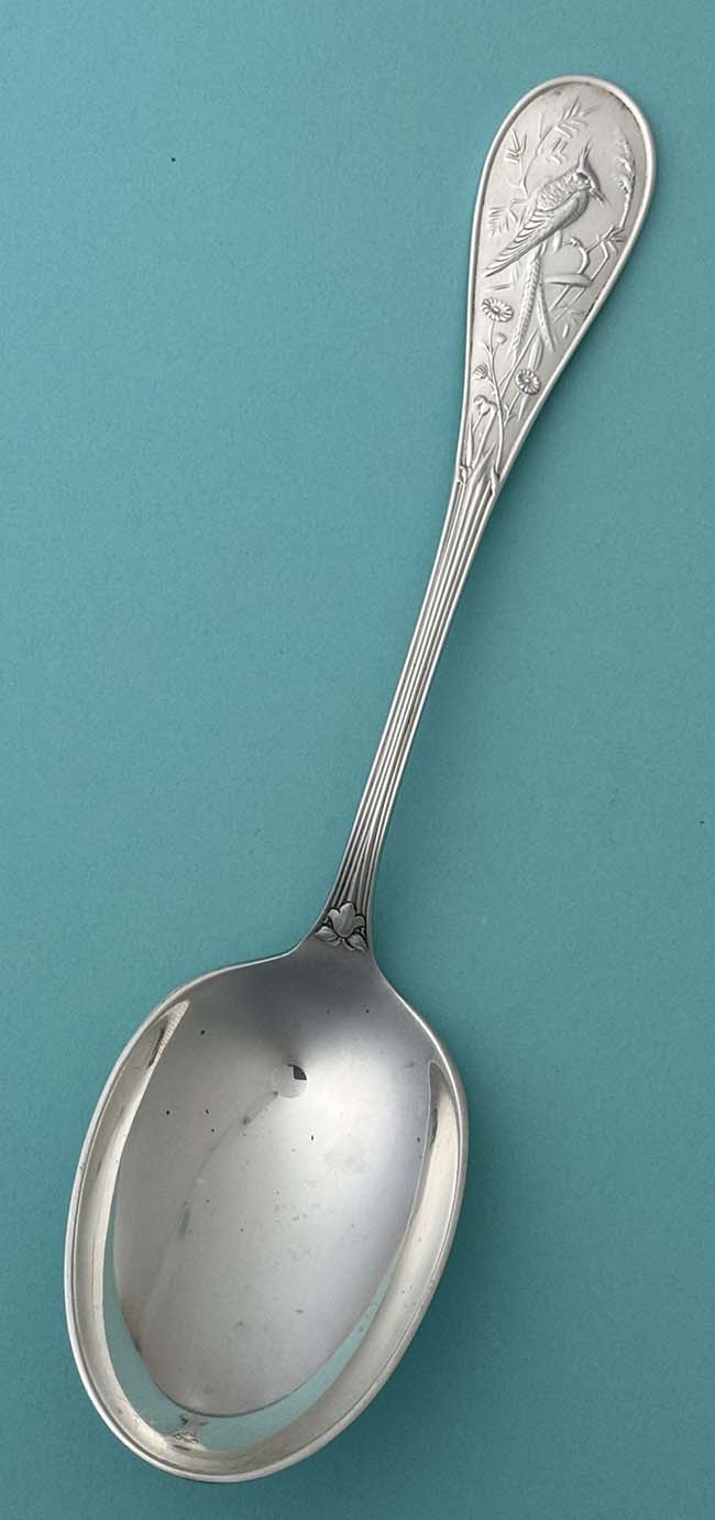 Tiffany Audubon Sterling Vegetable Spoon 9