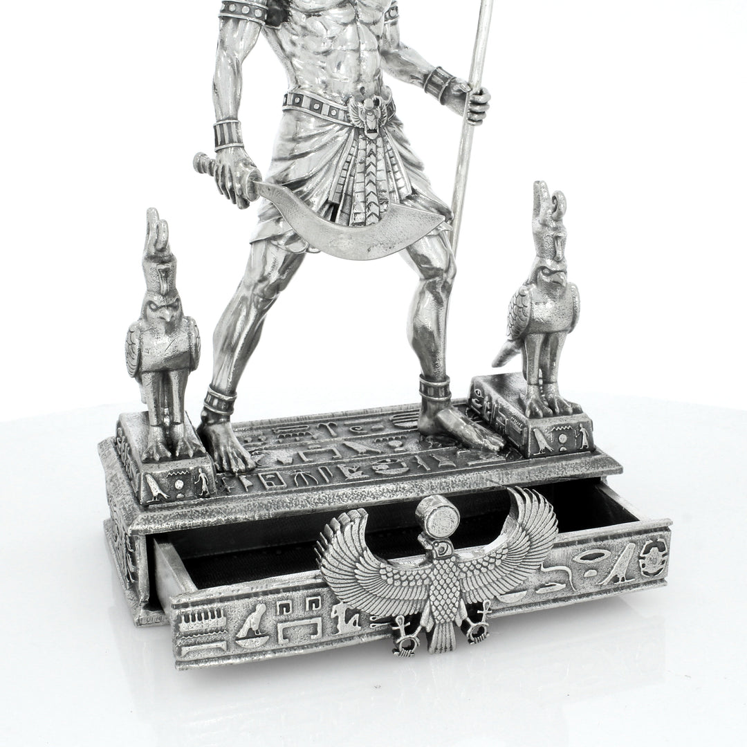 古代エジプトの神々の銀の彫像 - アヌビス、ホルス、バステト、イシス