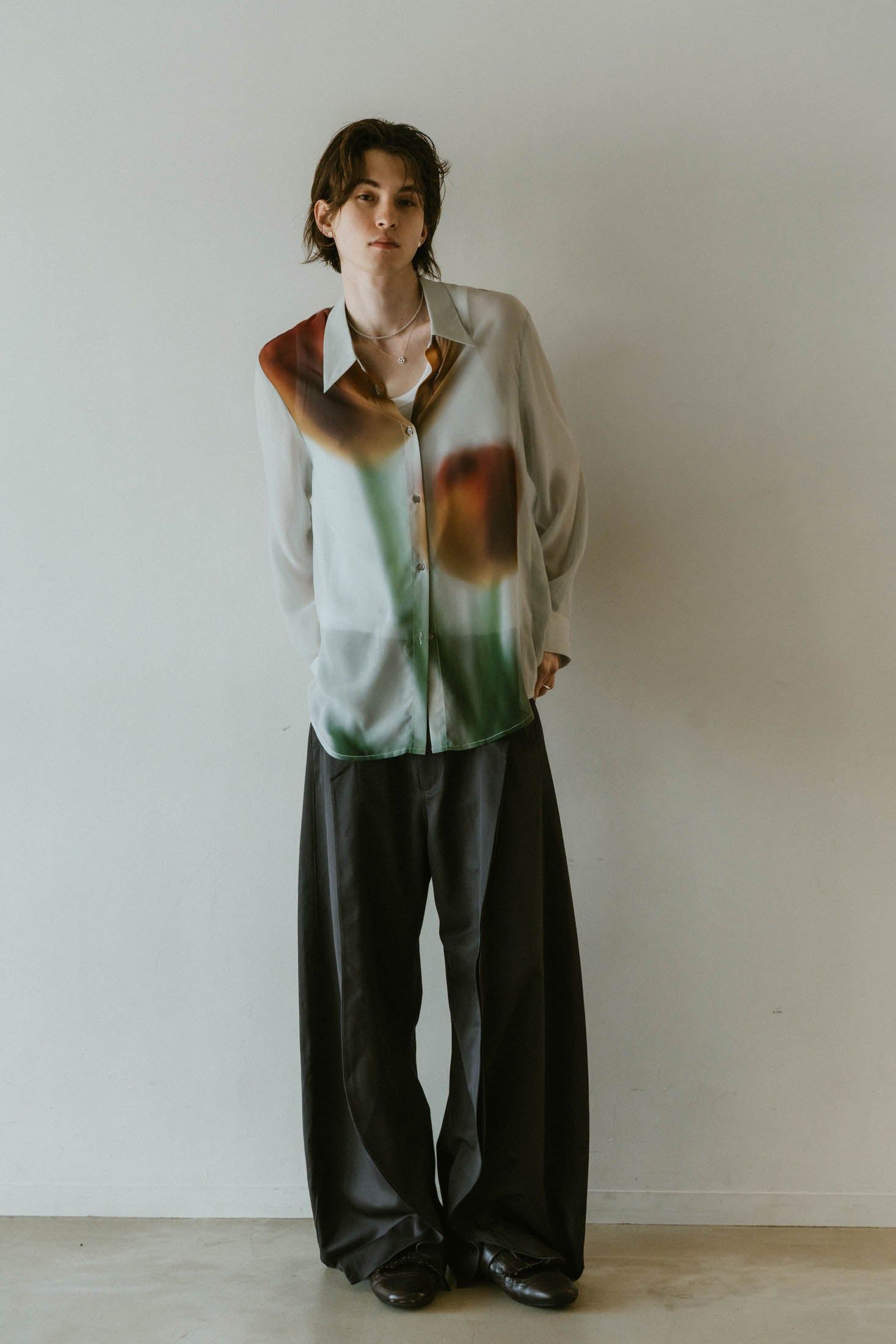 Knuth Marf - flower print sheer shirt / フラワープリントシアー