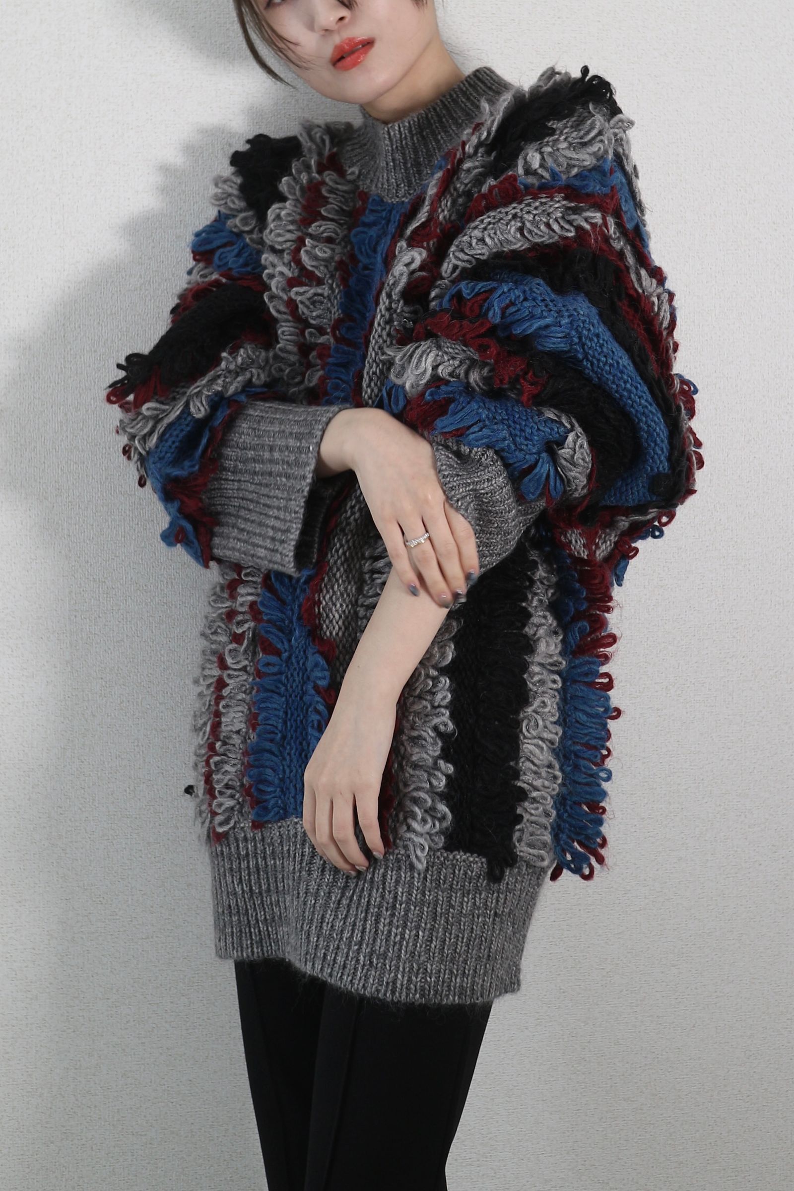 UN3D. - MULTI COLOR LOOP KT / マルチカラーループニット (レッド