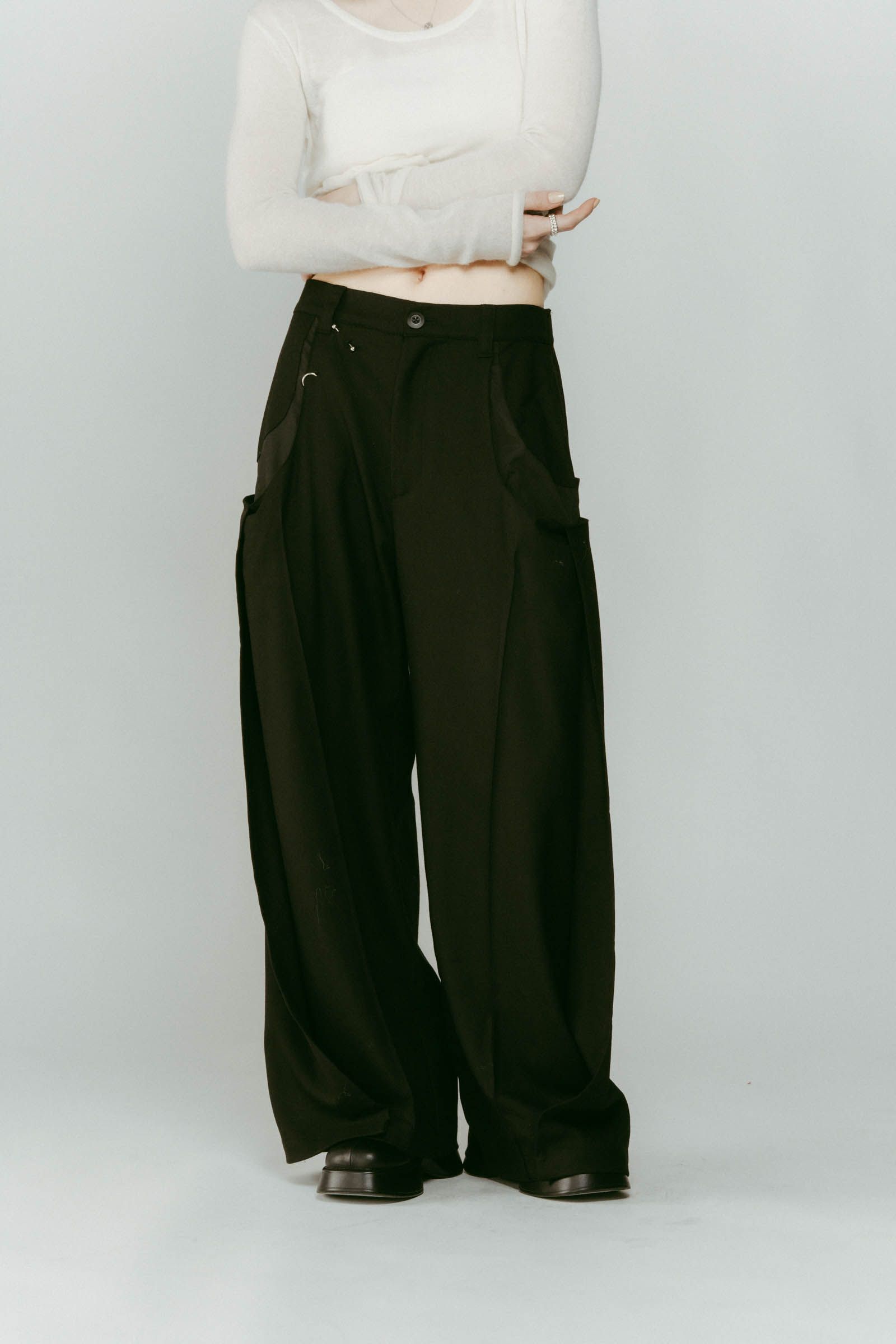 Knuth Marf - pierced drape pants(unisex) / ピアス ドレープ パンツ
