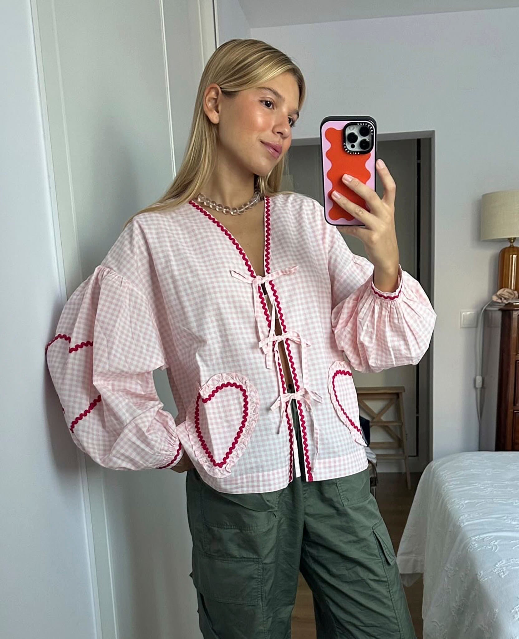 Astrid Top - Pink Checks – SISSEL EDELBO