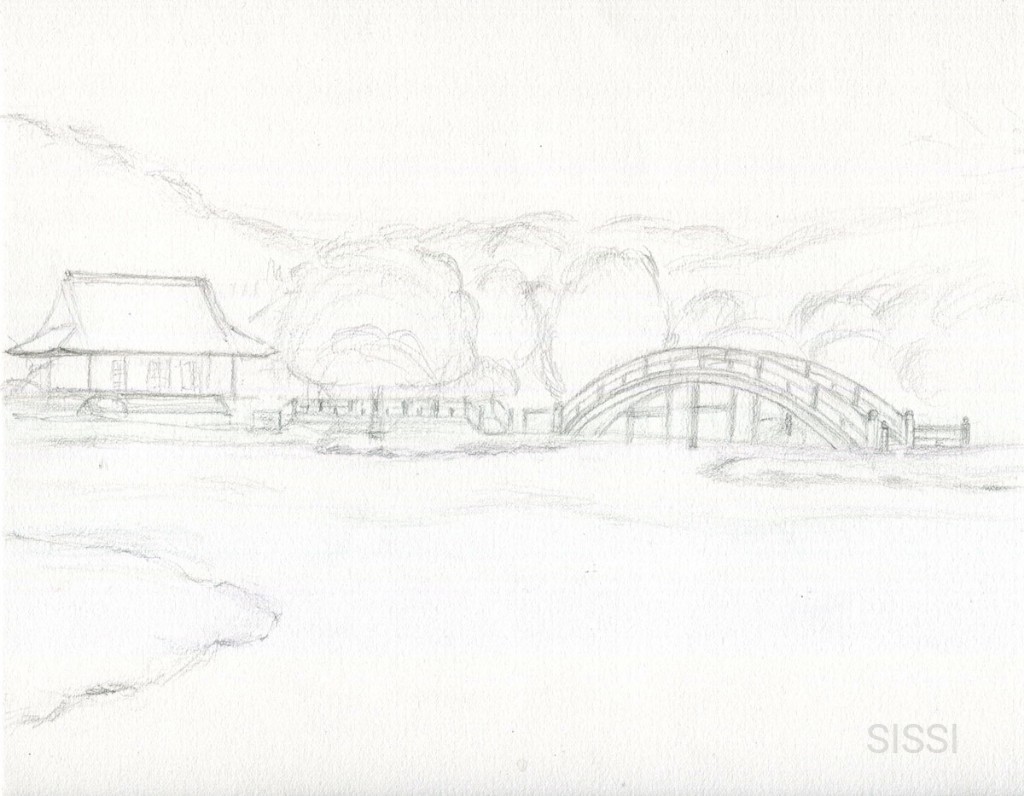 水彩色鉛筆で描く称名寺庭園 - 横浜のアートスタジオ／Sissi（シシ）